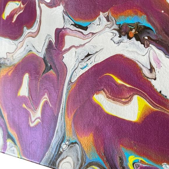 Set of two acrylic shimmer abstract canvas set paint pouring - Picture 2 of 8